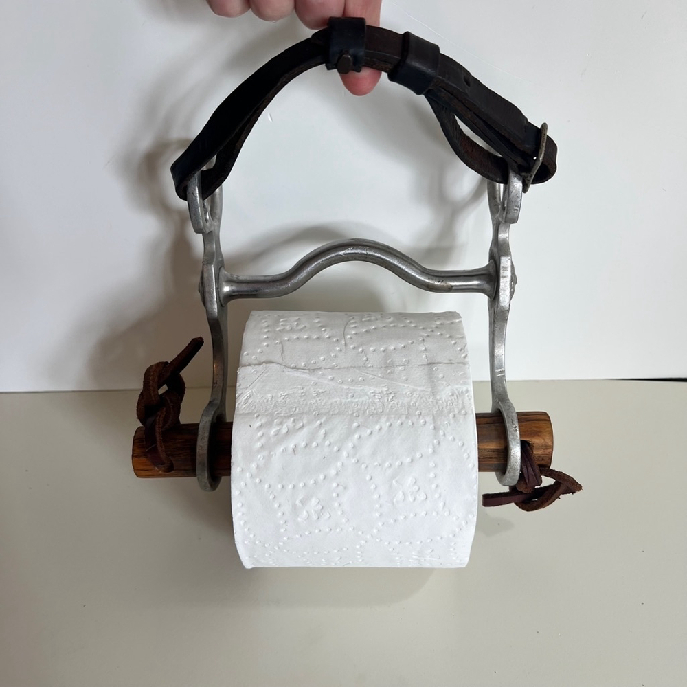 Rare Vintage Silver western‎ Horse Bit Toilet Paper Holder
